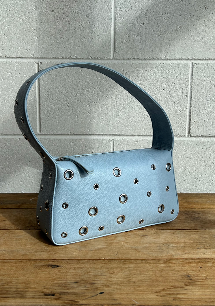 Siren - Baby Blue Leather Eyelet Bag
