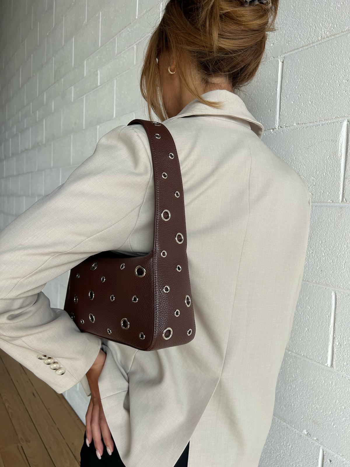 Venus - Chocolate Leather Eyelet Bag
